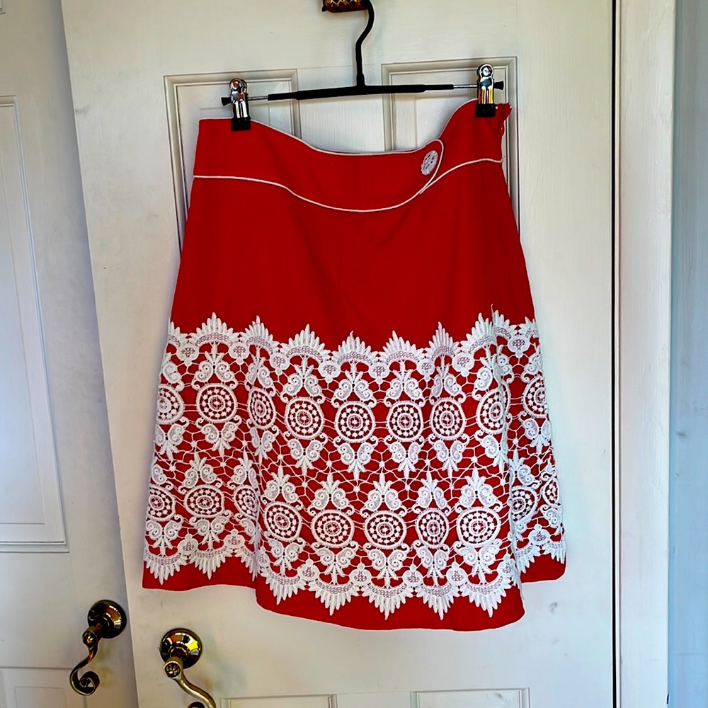 Anthropologie red skirt